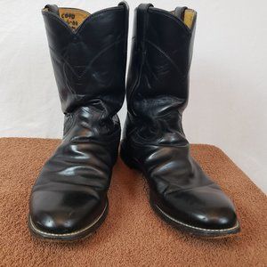 Justin Ropers 3133 Black Leather Roper Western Boots Men 10EE